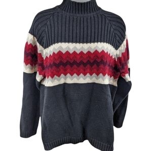 Liz Claiborne Retro Fair Isles Mock Neck Sweater Sz L